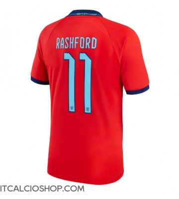 Inghilterra Marcus Rashford #11 Seconda Maglia Mondiali 2022 Manica Corta